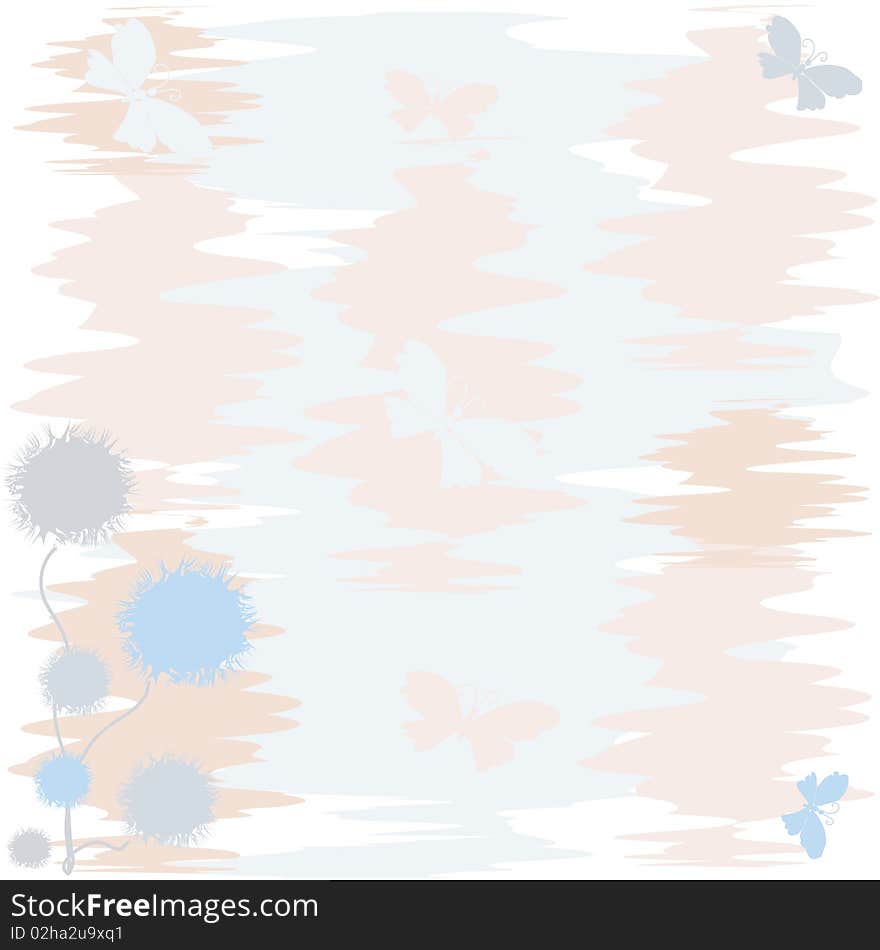 Background with abstract flowers and butterfly. Background with abstract flowers and butterfly