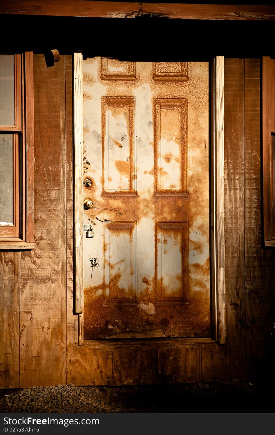 Detail of decayed grunge door texture