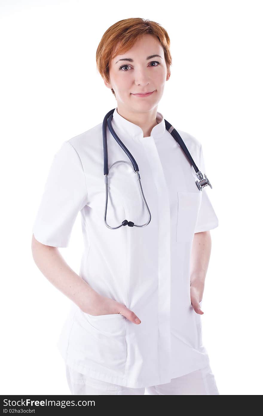 Portrait of a doctor isolated on white background. Portrait of a doctor isolated on white background