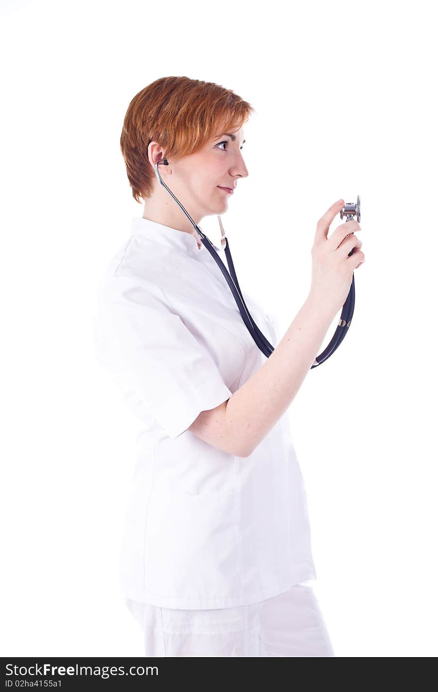 Young doctor posing with sthetoscope in hand