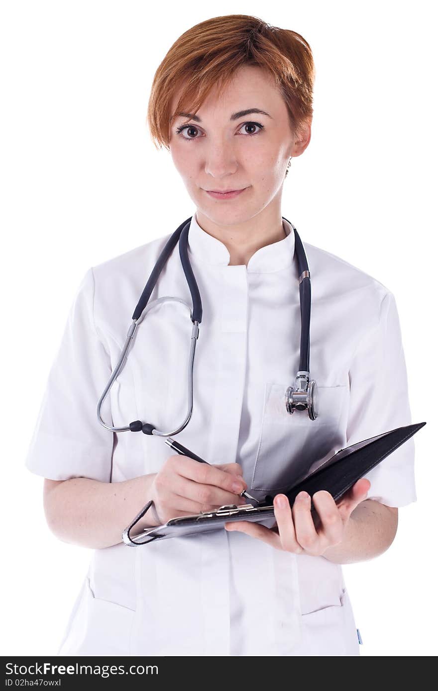 Portrait of a doctor isolated on white background. Portrait of a doctor isolated on white background