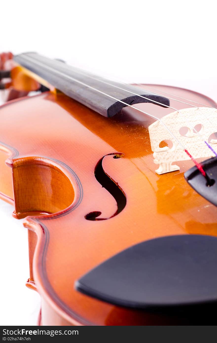 Vintage violin over white background