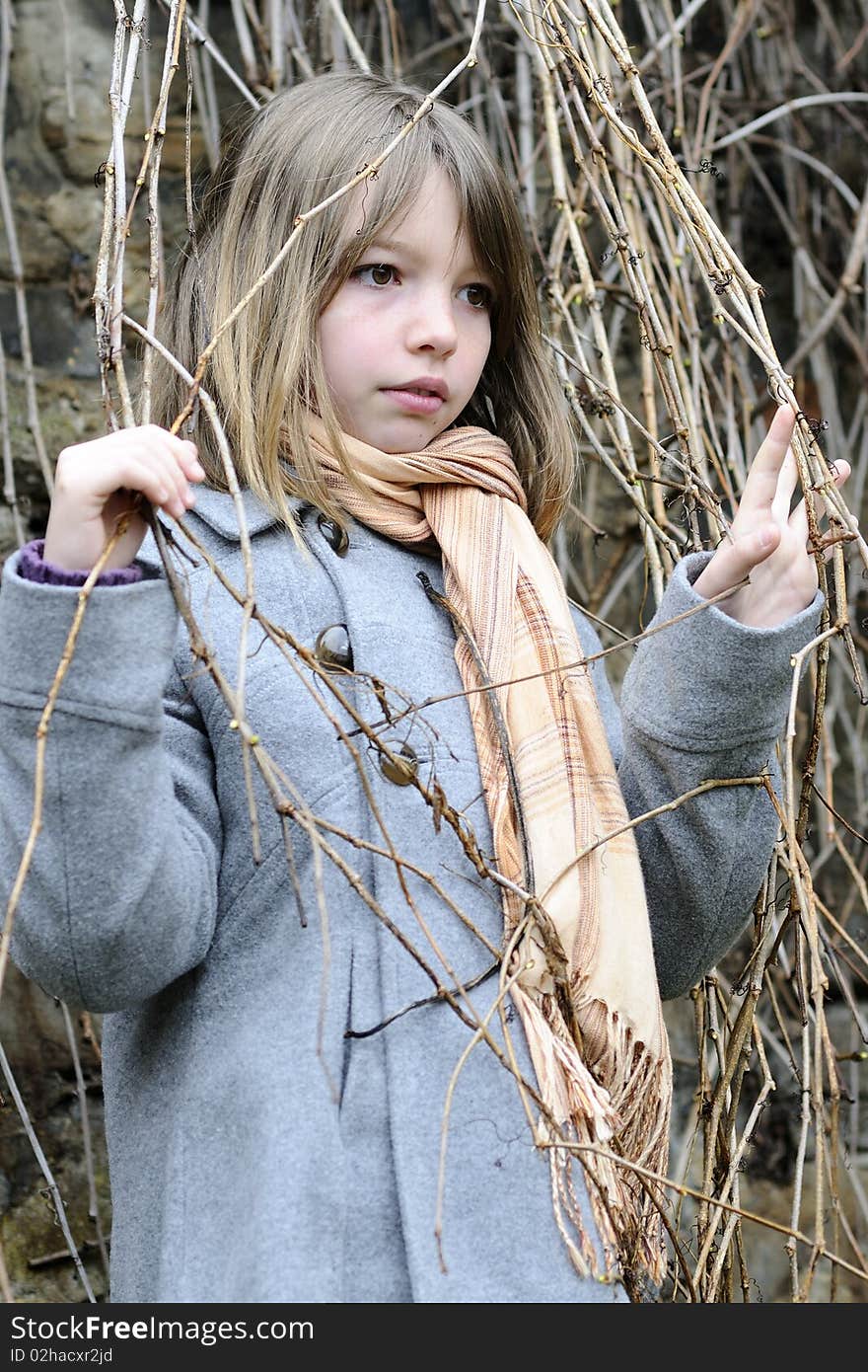 Young model posing with plants