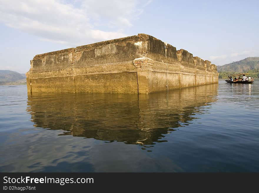 The Drowned Temple in Sangkhlaburi, Thailand