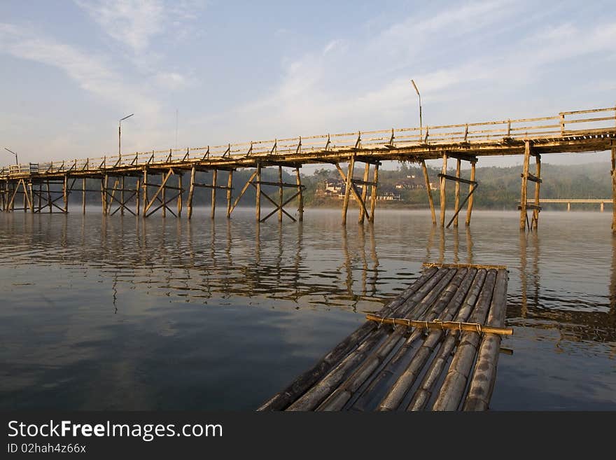 The Wood Bridge at Sangkhlaburi, Kanchanaburi, Thailand