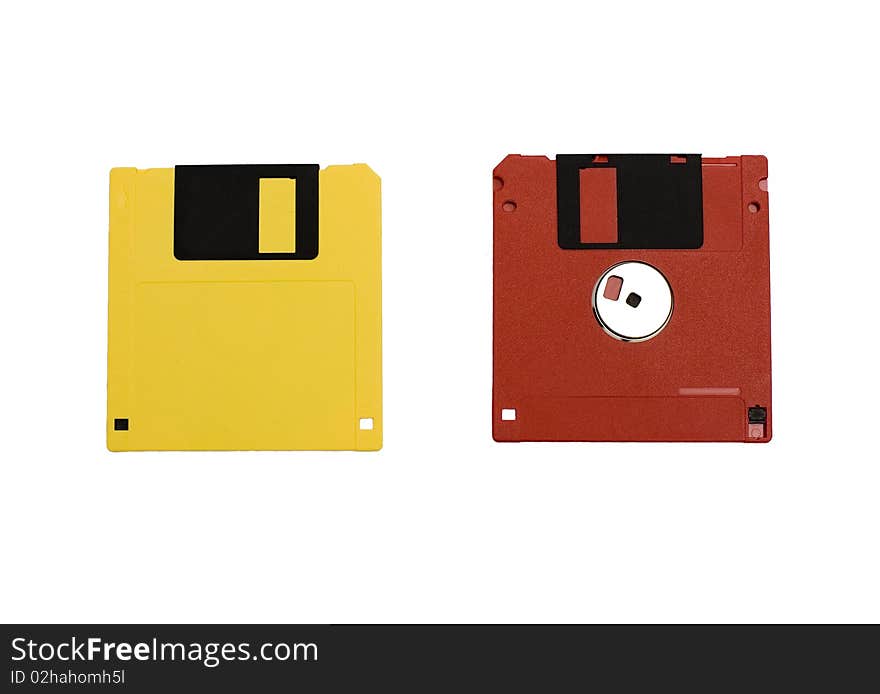 Two floppy disks on a white background. Two floppy disks on a white background