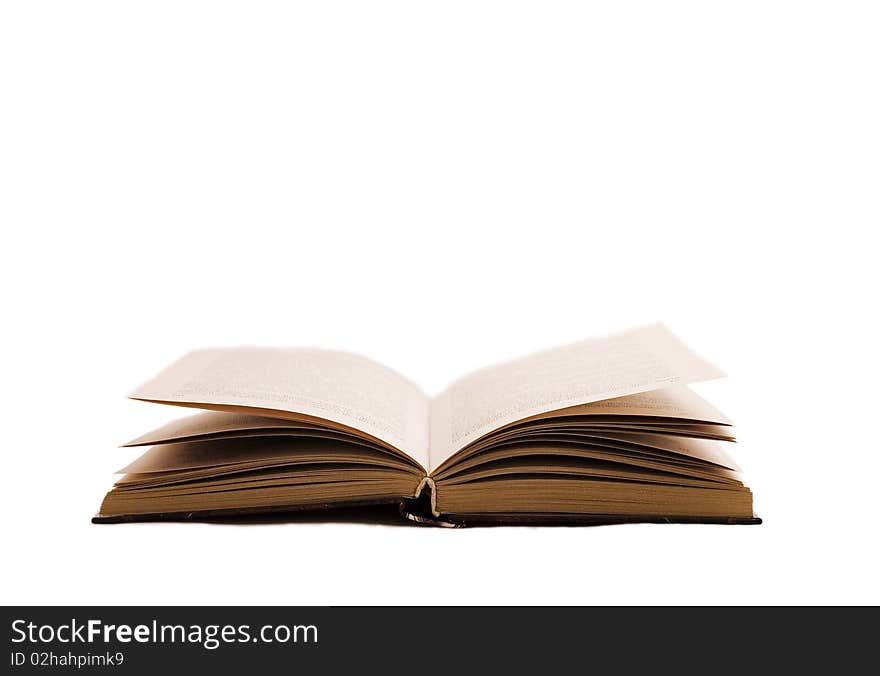 Open book on a white background