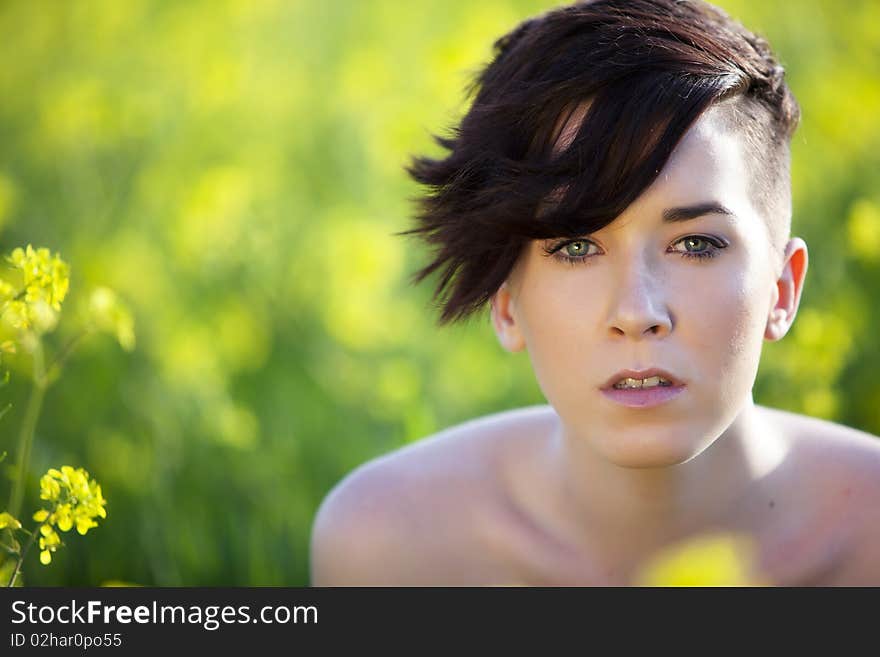 Girl Portrait On Nature