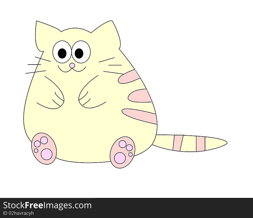 Illustration of cute sitting cat. Illustration of cute sitting cat