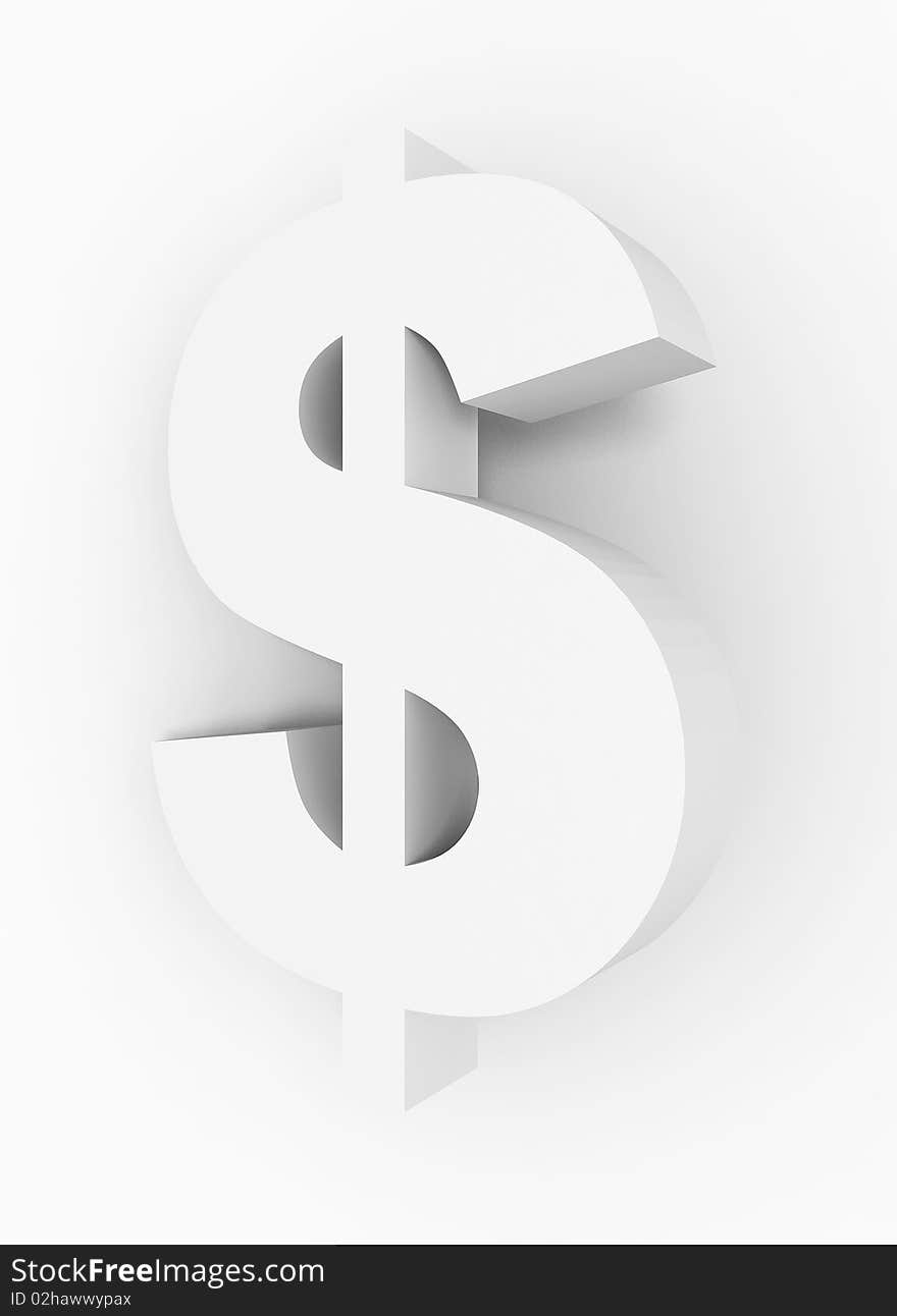 Dollar on a white background. 3D an illustration