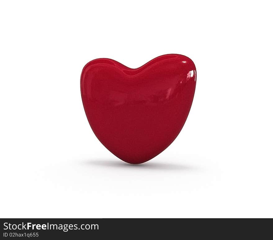 Red heart on a white background. 3D an illustration