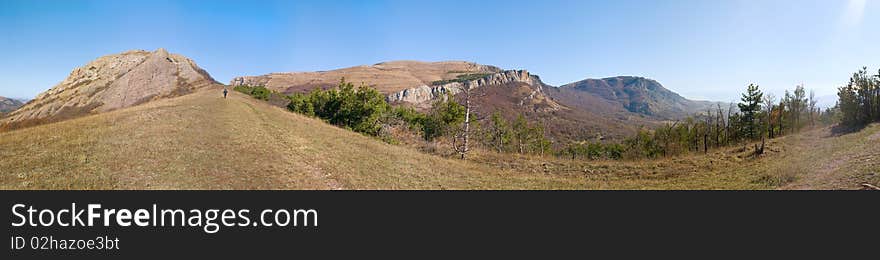 Panorama of the mountains of the south coast of Krimea. Panorama of the mountains of the south coast of Krimea