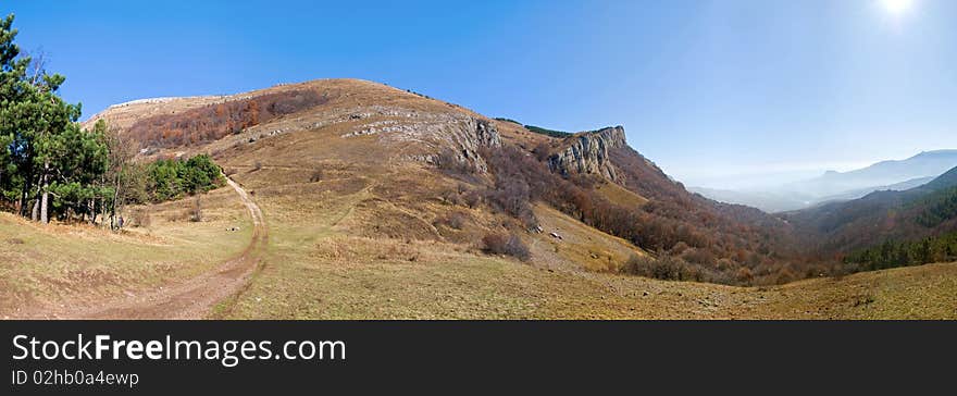 Panorama of the mountains of the south coast of Krimea. Panorama of the mountains of the south coast of Krimea