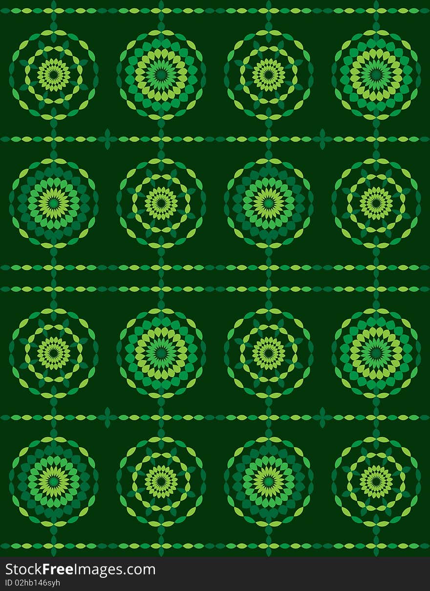 Seamless background in green tones made of circular ornaments that represents nature and freshness. Seamless background in green tones made of circular ornaments that represents nature and freshness.