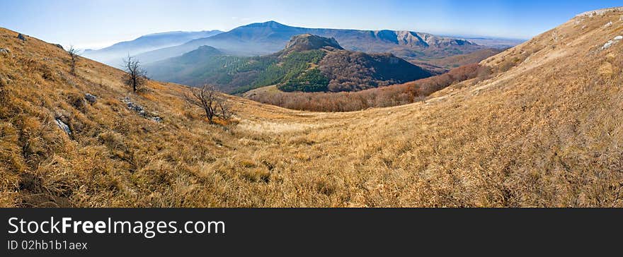 Panorama of the mountains of the south coast of Krimea. Panorama of the mountains of the south coast of Krimea