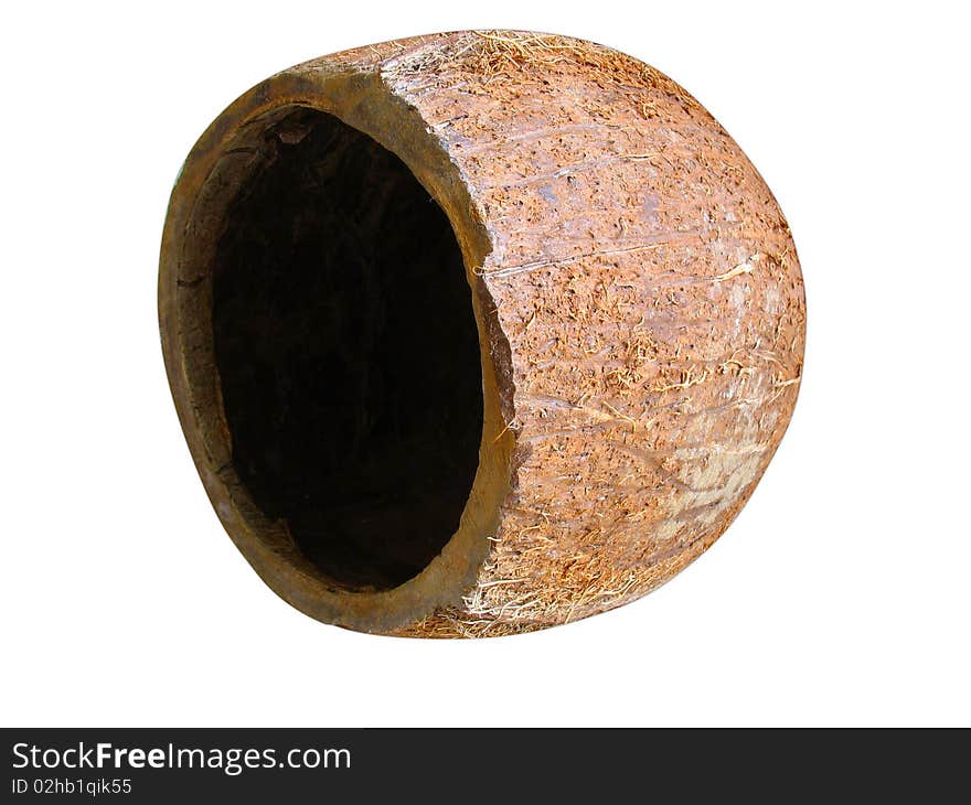 Cracked Coconut Isolated Over White