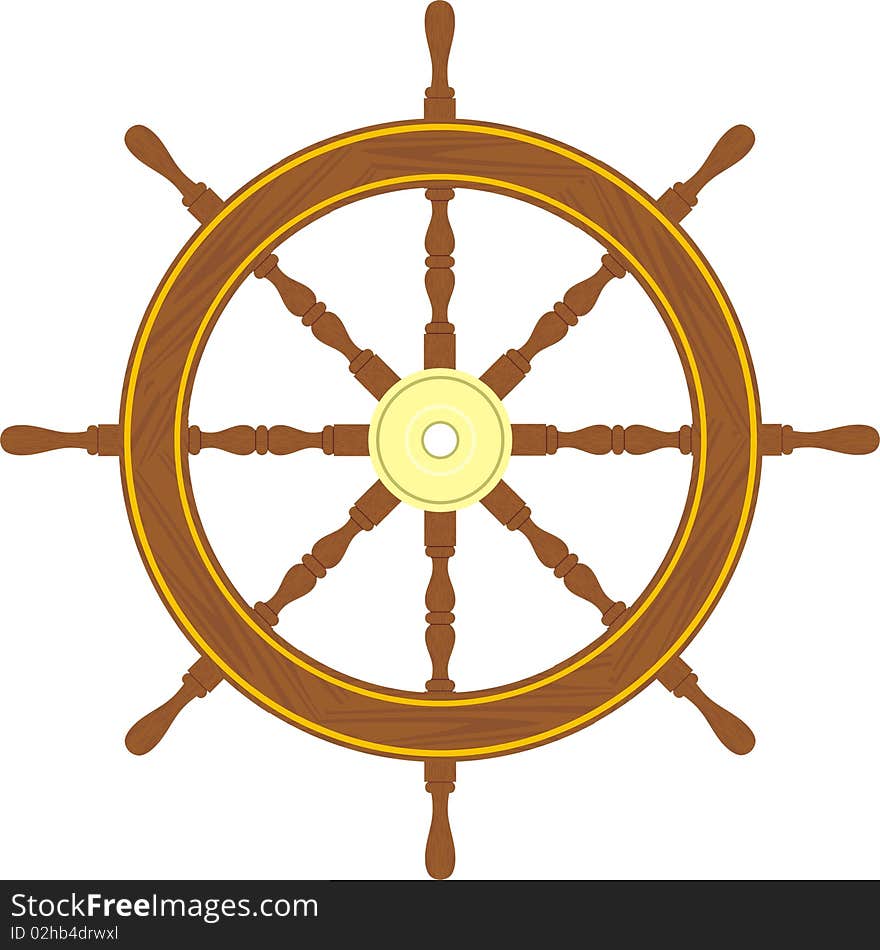 Wooden helmsmen wheel for nave governing. Wooden helmsmen wheel for nave governing