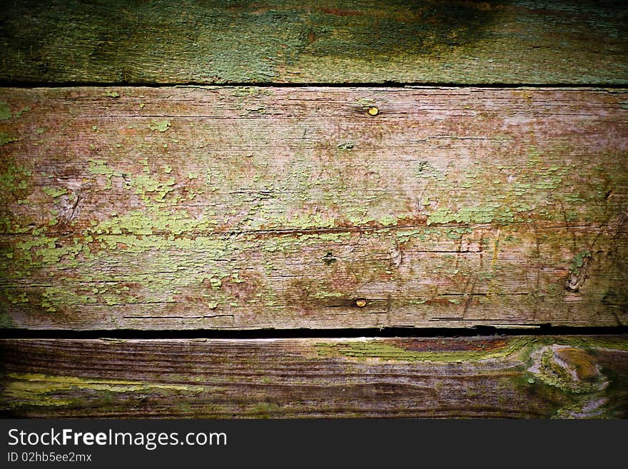 Green Paint On The Wood