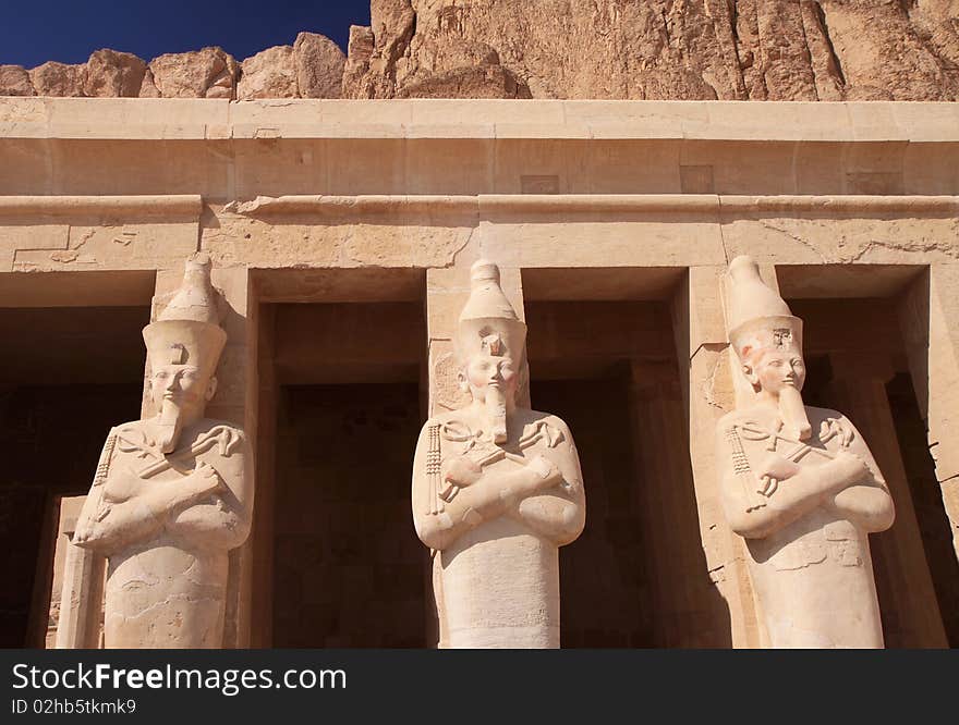 Stone Statues In Egyptian Temple