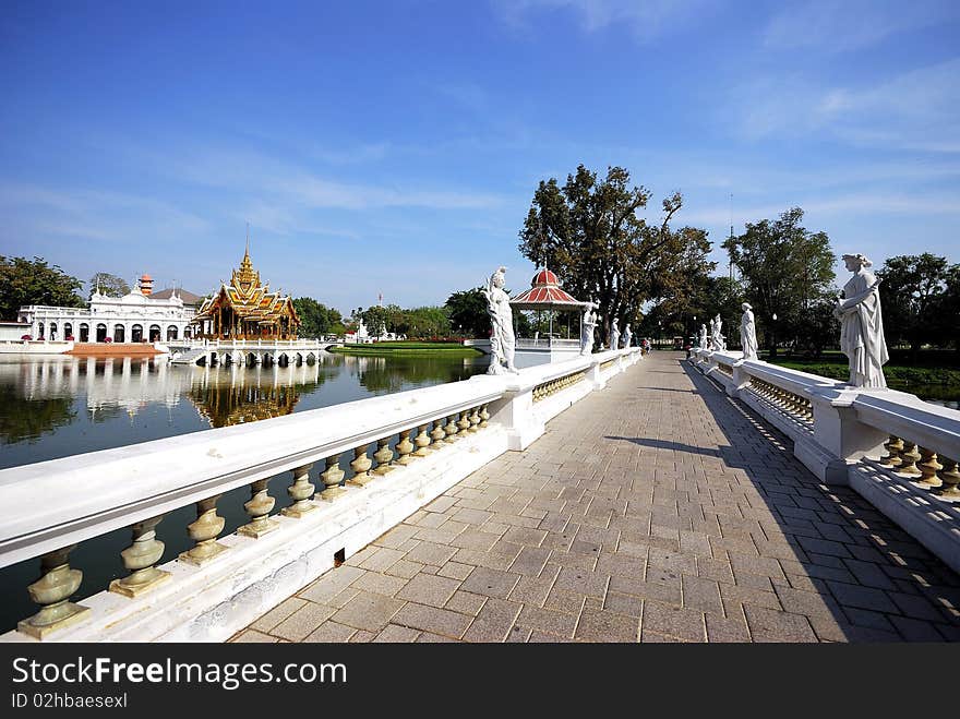 Paving stone and architecture at Bang Pa In Palace. Paving stone and architecture at Bang Pa In Palace