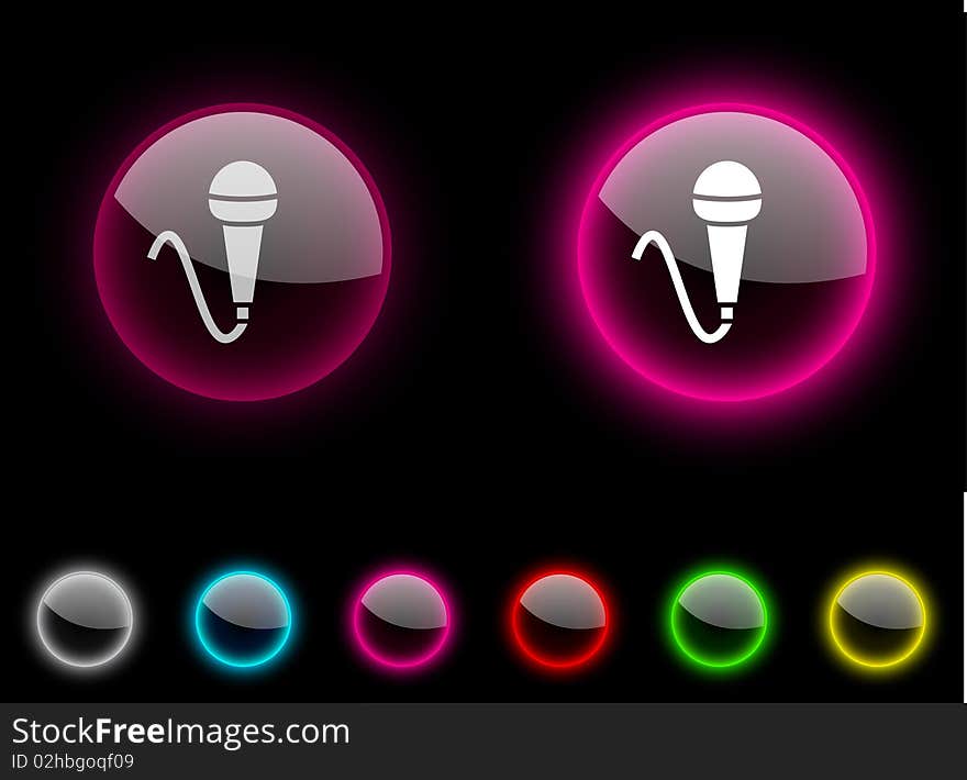 Mic realistic icons. Empty buttons included. Mic realistic icons. Empty buttons included.