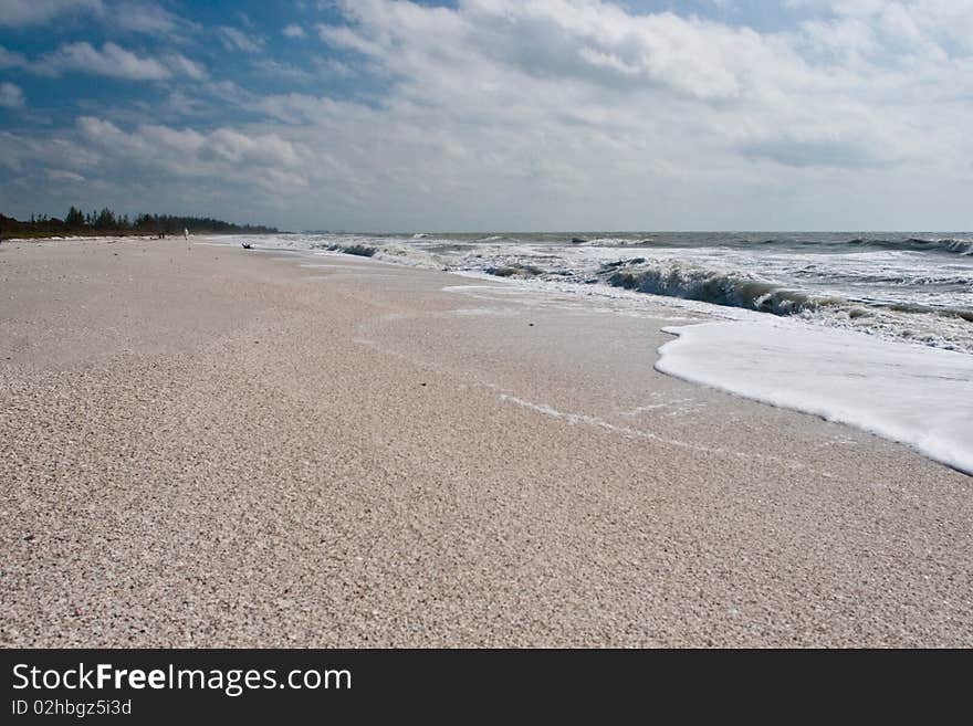 Sandy beach and waves in Florida