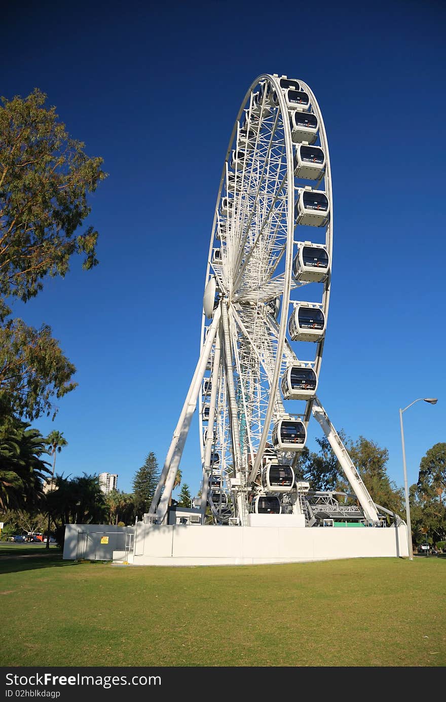 Large white Ferris-wheel in the City of Perth in Western Australia. Large white Ferris-wheel in the City of Perth in Western Australia.