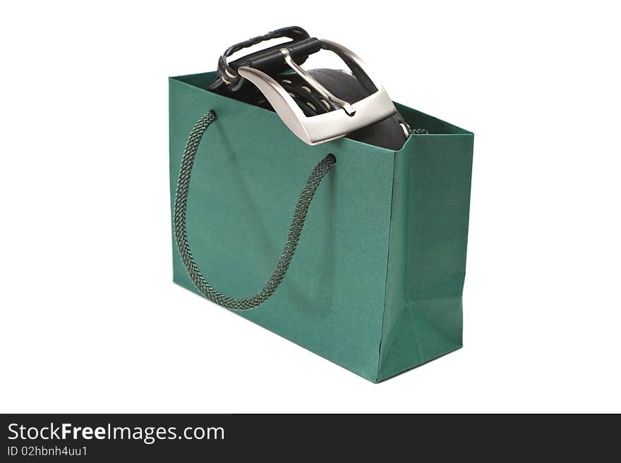 Green bag with black belt