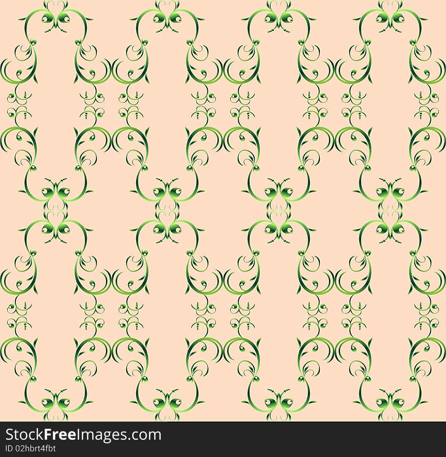 Retro-styled brach-like seamless pattern. Gradient used. Retro-styled brach-like seamless pattern. Gradient used.