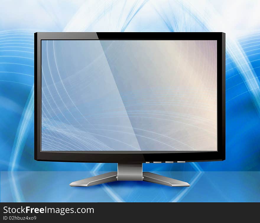 Modern monitor with abstract background