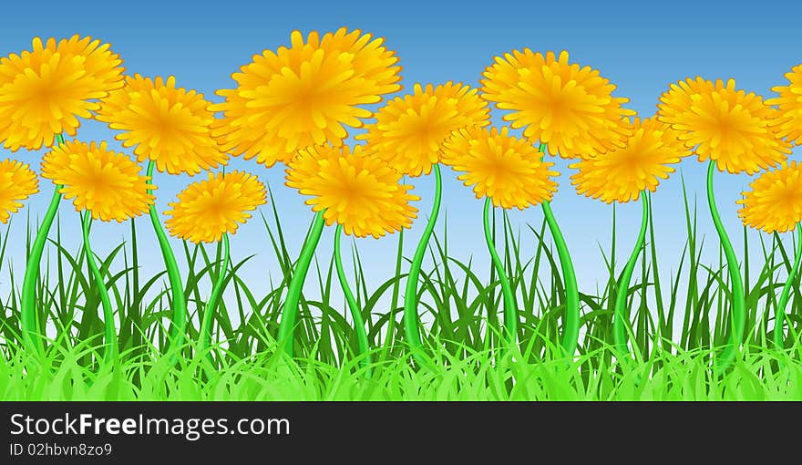 Horizontally Seamless Dandelion Pattern