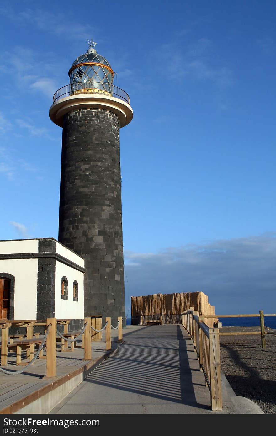 Light house on the shore of Fuertoventura, Canarias island, Spain