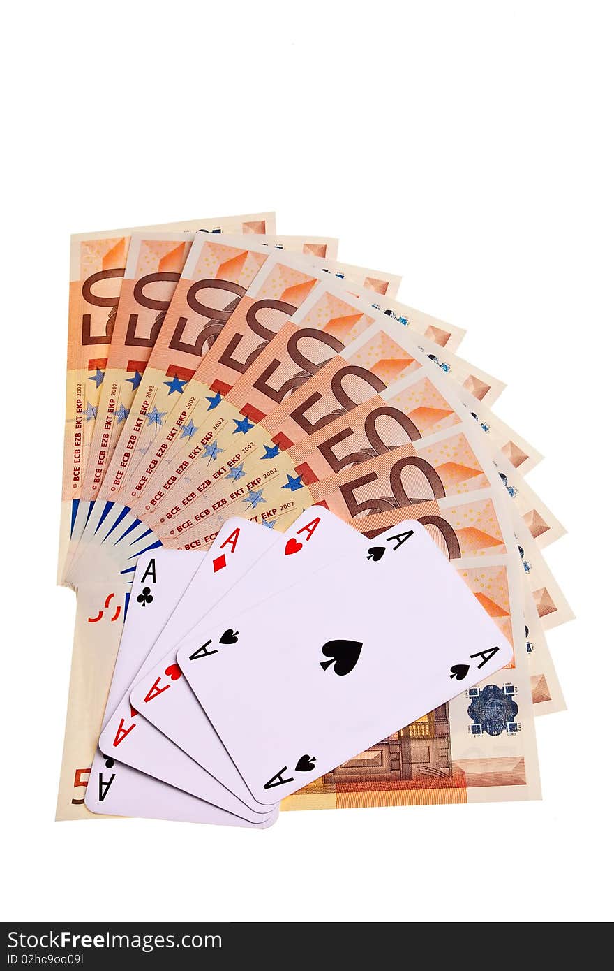 Aces And 50 Euro Banknotes.