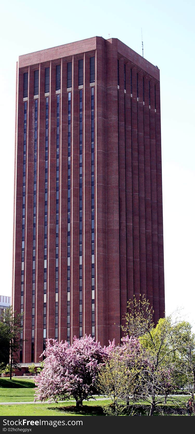 Tall library on the University of Massachusetts campus. Tall library on the University of Massachusetts campus