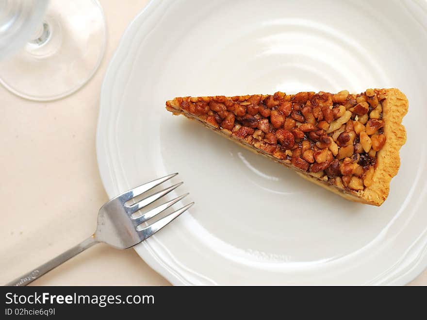 Top view of hazel nut tart for dessert. For concepts such as food and beverage, diet and nutrition, and healthy eating. Top view of hazel nut tart for dessert. For concepts such as food and beverage, diet and nutrition, and healthy eating.