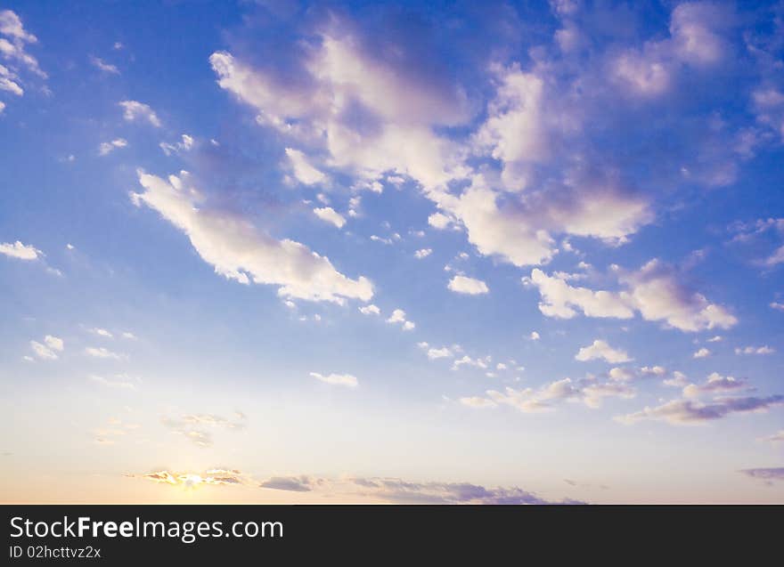 Beautiful evening with sun and blue sky. Beautiful evening with sun and blue sky