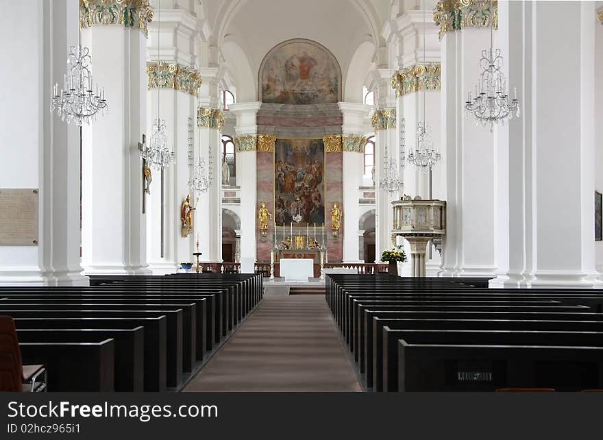 Indoor Christian Church With Lights