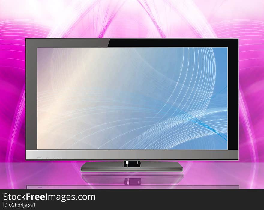 Flat tv on abstract background