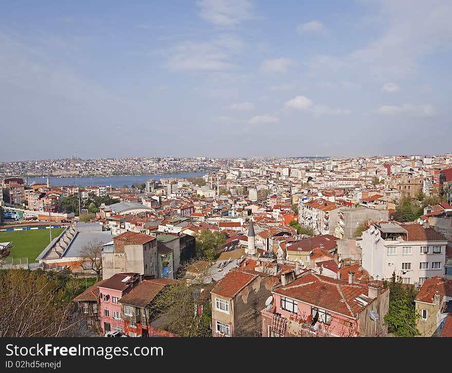 Cityscape view over a residential area