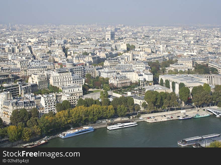 Paris Skyline From The Eiffel Tower, France