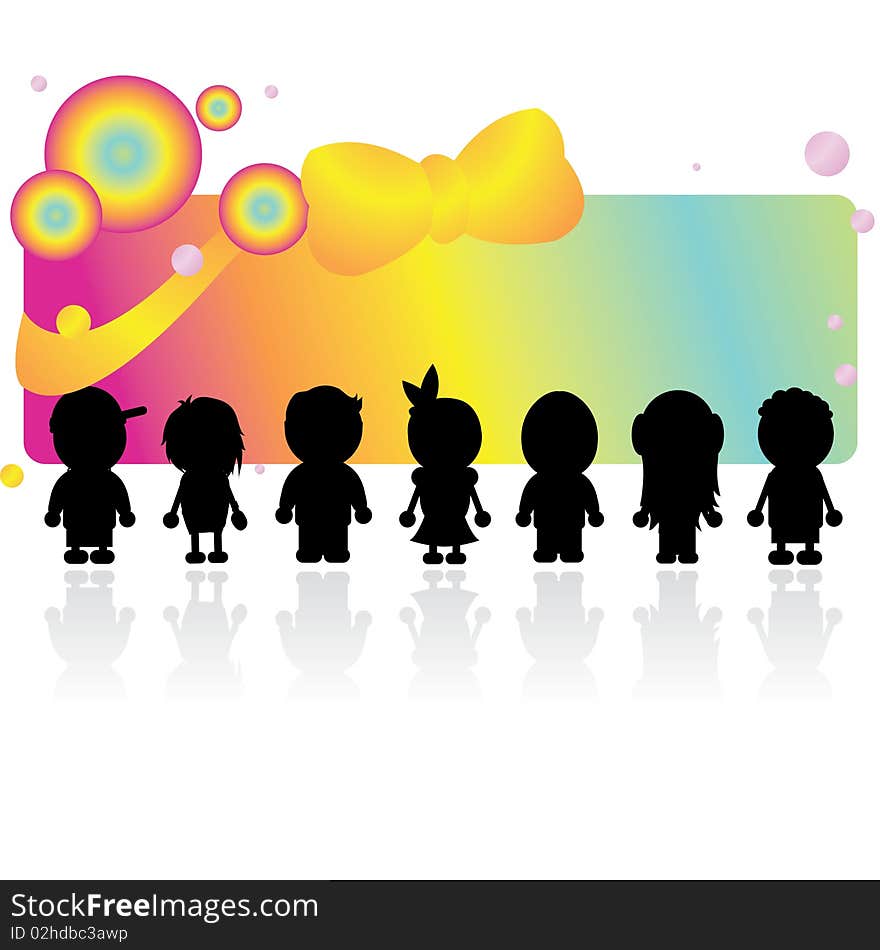 Silhouettes children showing unity, for web design & etc