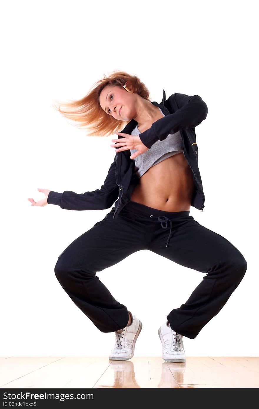 Woman modern ballet dancer in ballroom