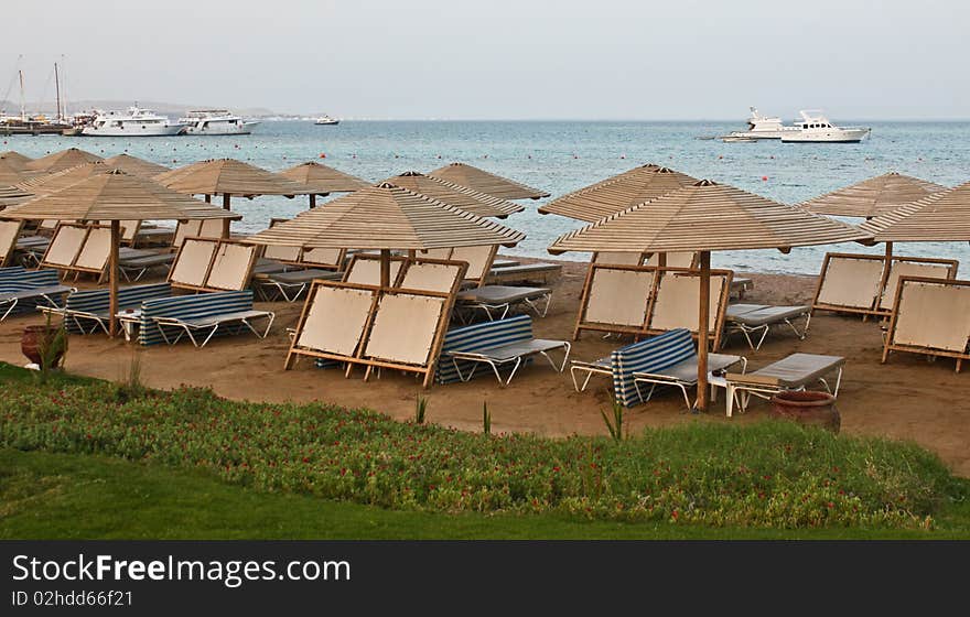 Beach bed in the evening