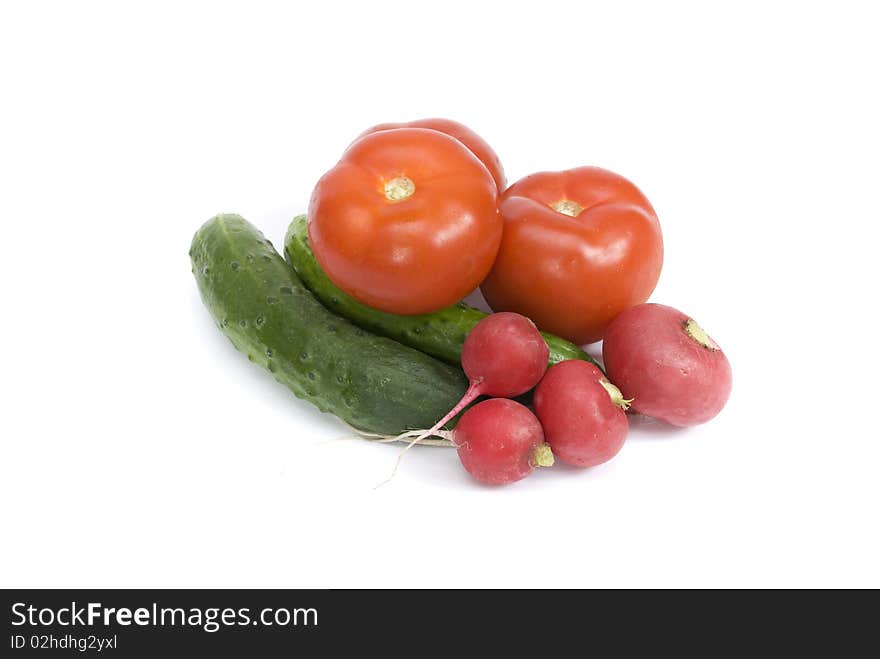 Group of vegetables on white background