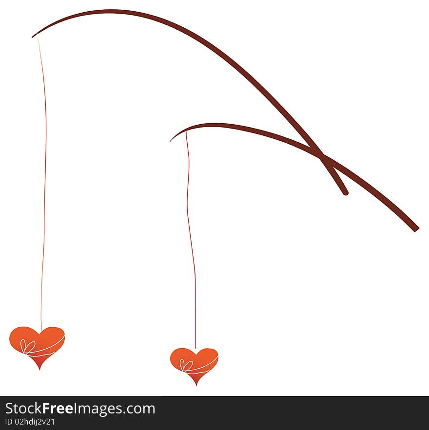 Illustration drawing of two hearts in white background