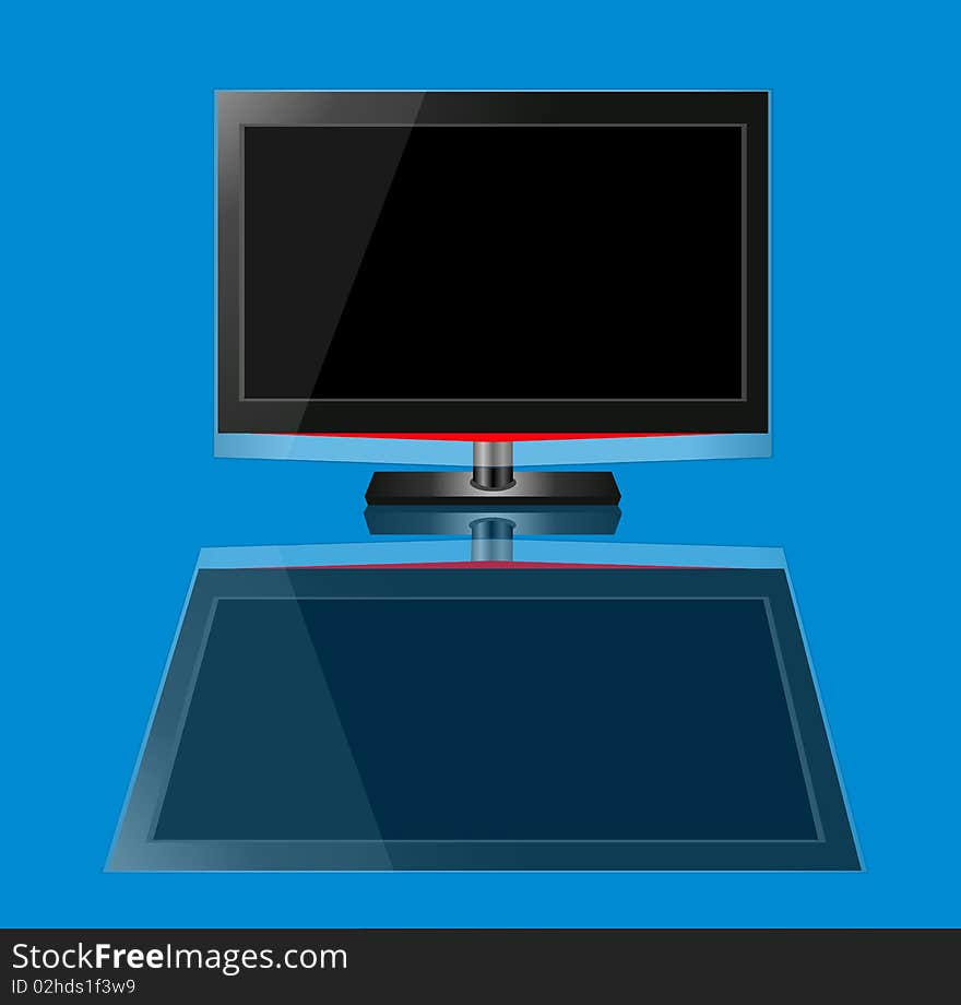 modern flat screen tv with reflection