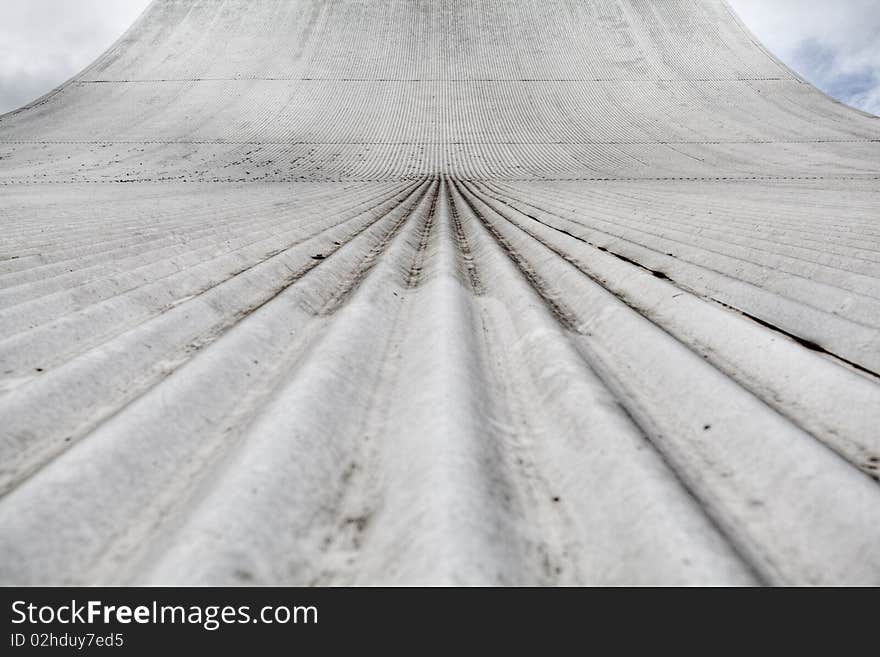 Wide angle of a curved corrugated iron roof