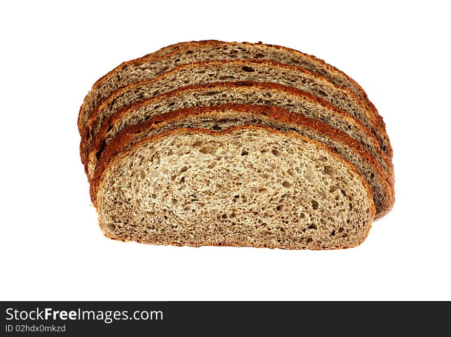 Sliced whole wheaten bread isolated on white. Sliced whole wheaten bread isolated on white