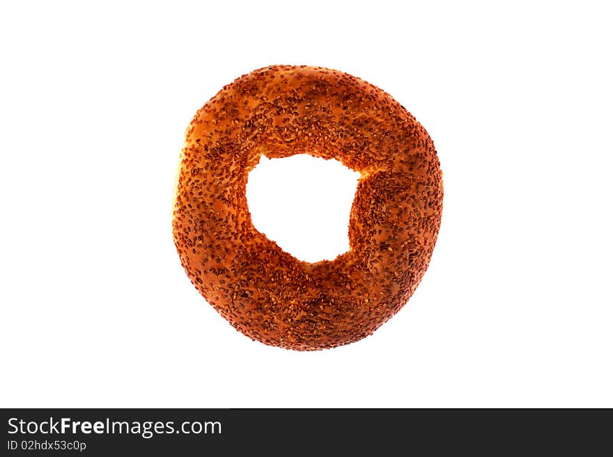 Traditional Turkish bagel isolated on white background