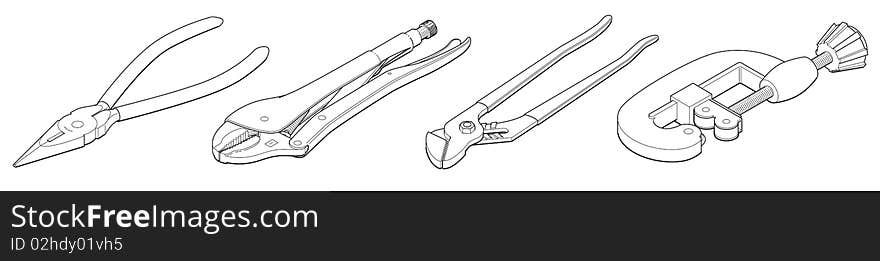 Vector Illustration of four tools.